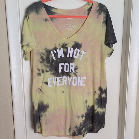 Torrid Tie-Dye V-Neck Tee I'M NOT FOR EVERYONE graphic - Yellow and Black - Picture 4 of 7